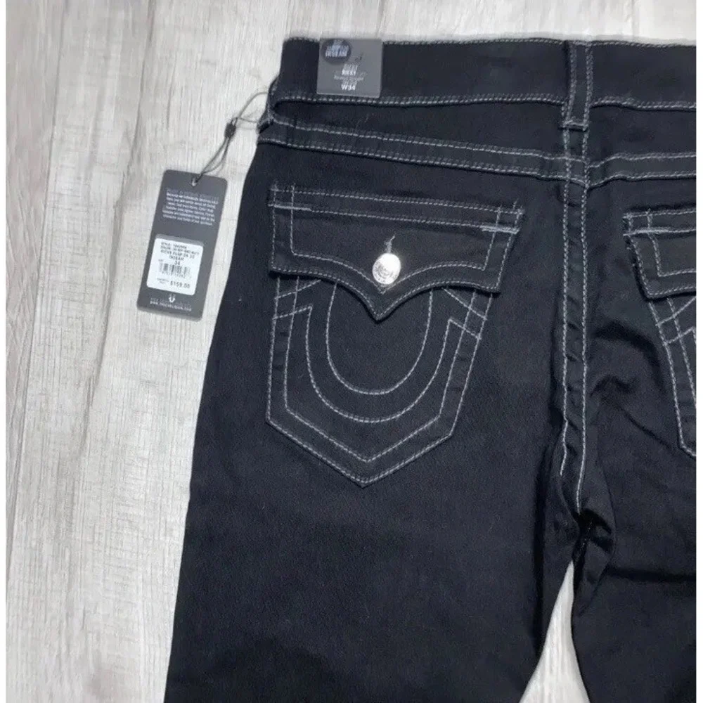 $159 NWT True Religion Ricky Flap Relaxed Jeans Black‎ WORLD TOUR BUDDHA 36x32